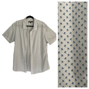 Slate & Stone 100% Cotton Button Front Palm Tree Print Shirt Short Sleeve